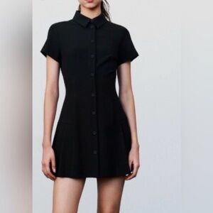 Zara mini Black Button-Up Dress pleated.